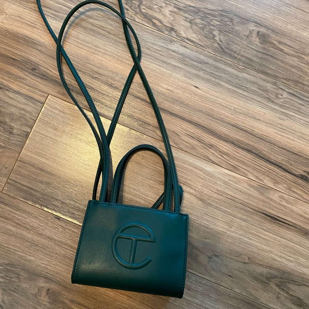 Telfar Small Leather Tote in Deep Teal